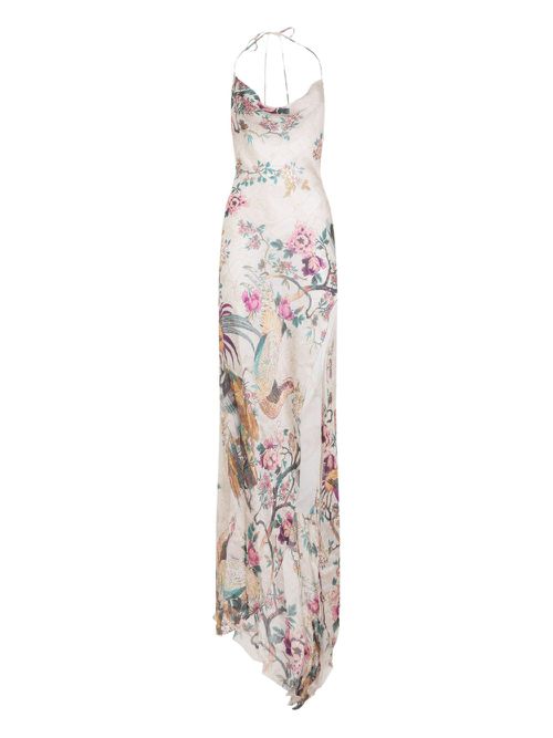 Floral-print evening dress - Neutrals