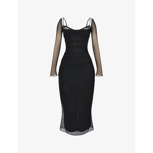 Womens Black Katarina Corseted Stretch-woven Maxi Dress