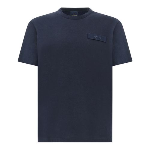Structured cotton jersey T-shirt, Man, Blue
