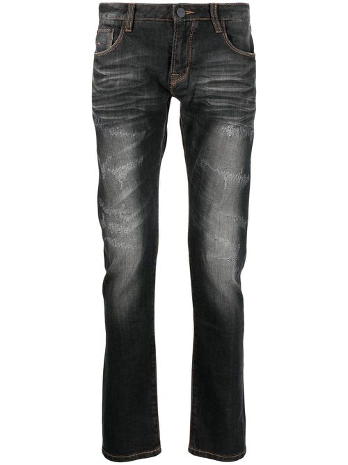 Distressed-finish skinny jeans - Grey