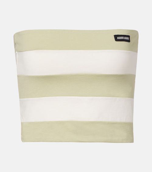 Striped cotton jersey bandeau top