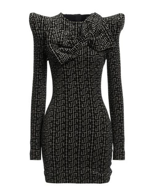 Woman Mini dress Black Size 2 Cotton, Metallic Polyester, Polyester