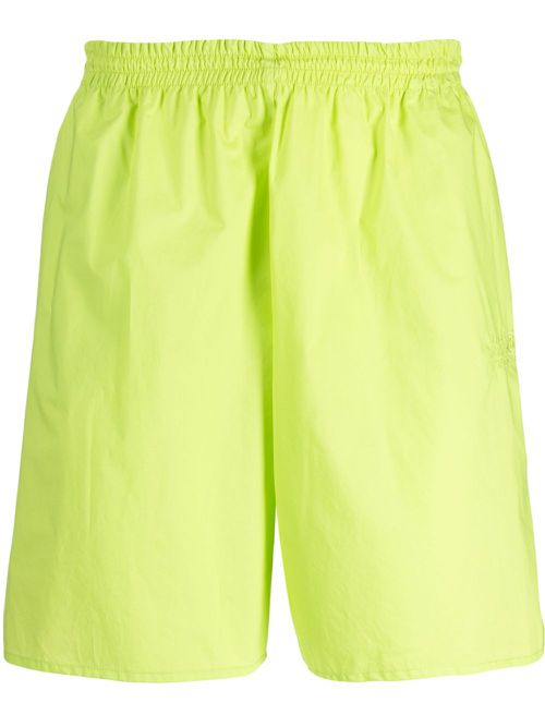 Numbers-embroidered elasticated-waist shorts - Green