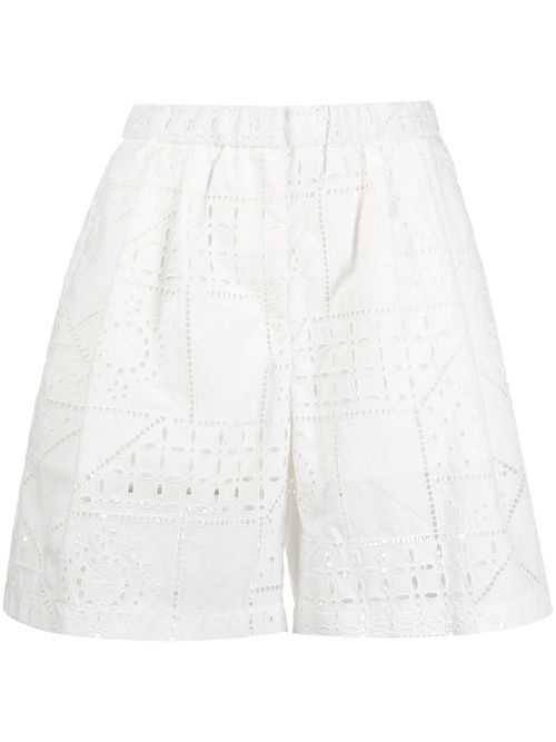 All-over perforated-design shorts - White
