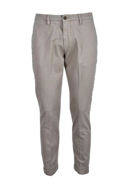 Slim-Fit Beige Trousers With Classic Waistband And Tapered Leg