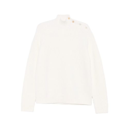 Buttoned High-neck Sweater