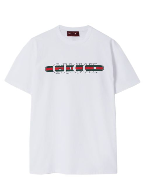 Web Print Crewneck Mini Short Sleeve Dropped Shoulder T-Shirt