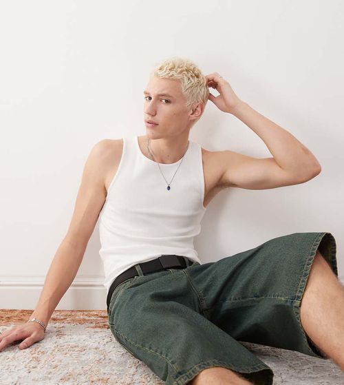 COLLUSION ribbed tank top in white