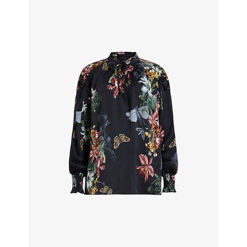 Womens Black Mari Sanibel Floral-print Woven Shirt