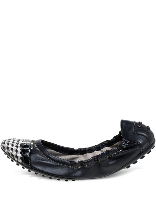 Pre-owned checked-panel ballet flats - Black