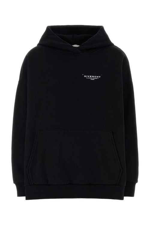 Logo-Embroidered Cotton Hoodie — Black