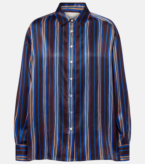 Maya striped silk charmeuse pajama shirt