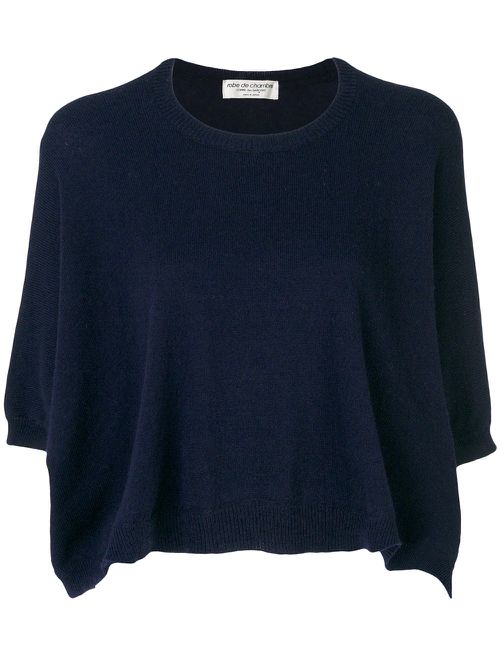 Cropped knitted jumper - Blue