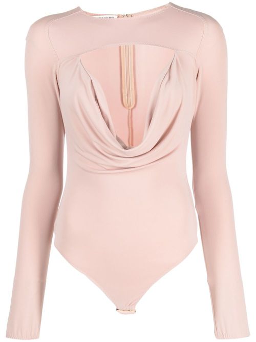 Cut-out cowl-effect bodysuit - Pink