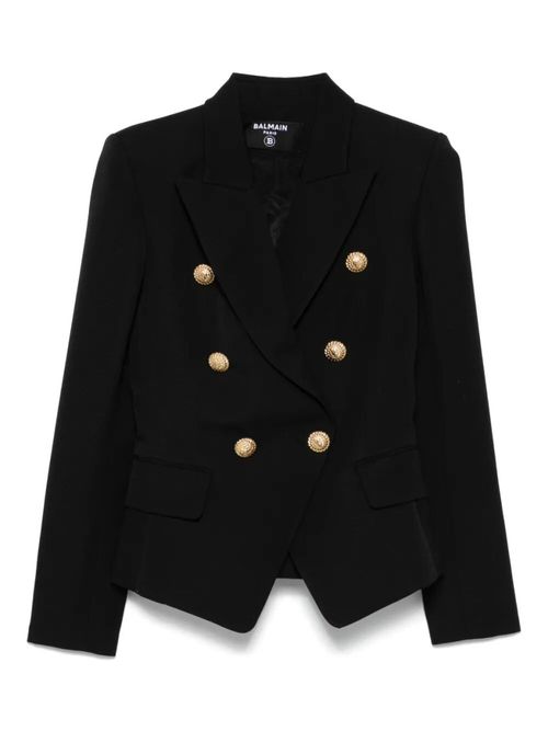 Black Double-breasted Wool Blazer