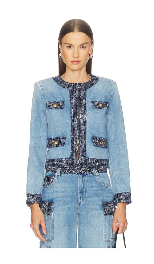 Alice + Olivia Landon Cropped Denim Jacket in Celine Vintage. XS also in M