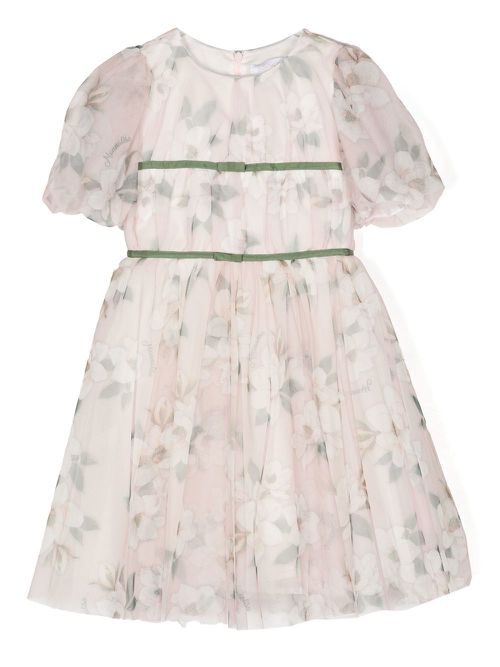 Floral-print pleated dress - Pink