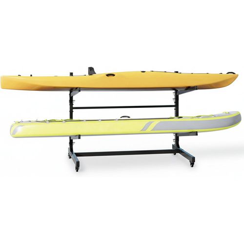 Garvee Freestanding Kayak Storage Rack for 2 Kayaks with Wheels - Heavy Duty 200 Lbs Capacity Stand for Canoe, SUP, Paddleboard, Indoor Outdoor Garage