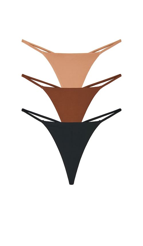 Negative Underwear Glace String Thong 3 Pack in Black,Brown. - S also in XS, M, L, XL/1X, XXL/2X