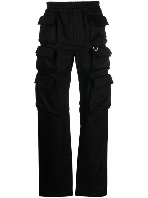 Multi-pocket cotton cargo trousers - Black
