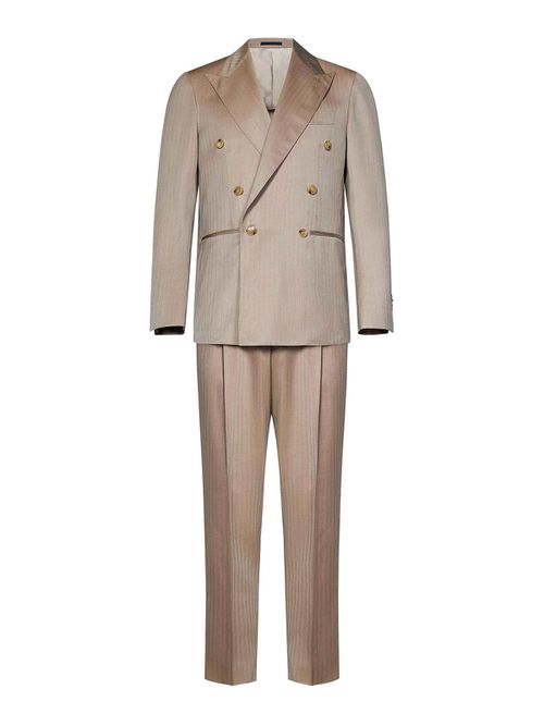 Double-Breasted Suit Herringbone Pattern