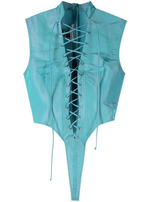 Sleeveless lace-up bodysuit - Blue
