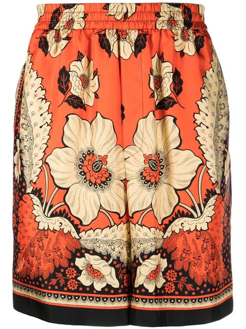 Floral-print track shorts - Orange