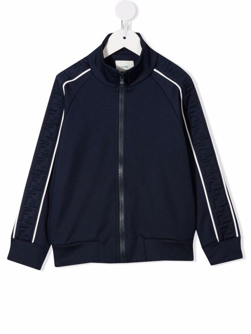 Embossed-monogram zip-fastening sweatshirt - Blue