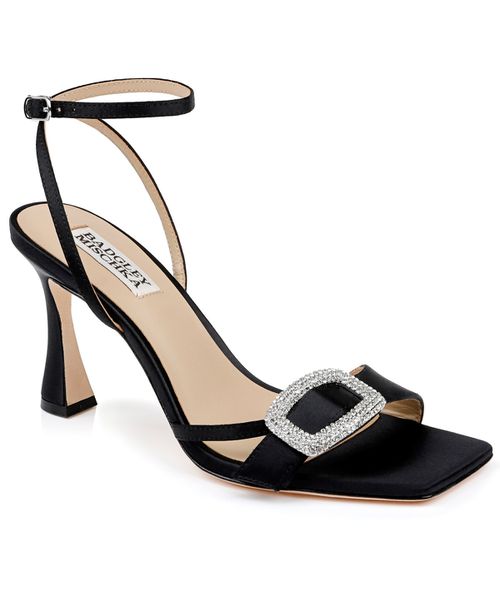Women's Judith Square Toe Evening Sandals - Black Satin