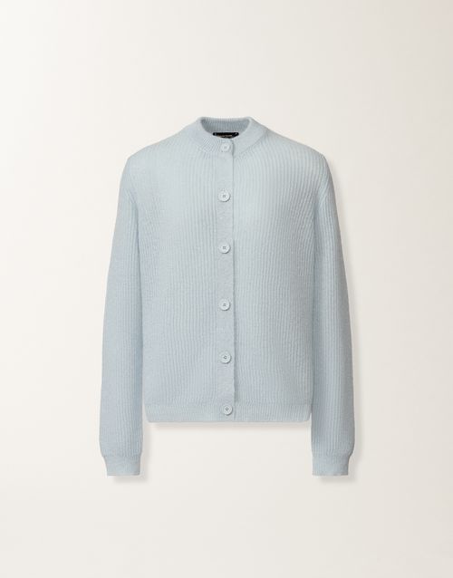 Mohair cardigan with sequins, aqua