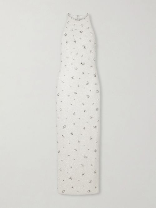 Diamond Embellished Tulle Gown - Ivory