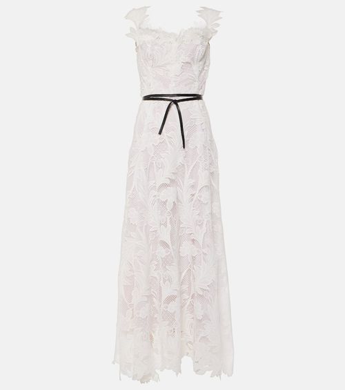 Marbled Carnation Guipure lace bustier gown