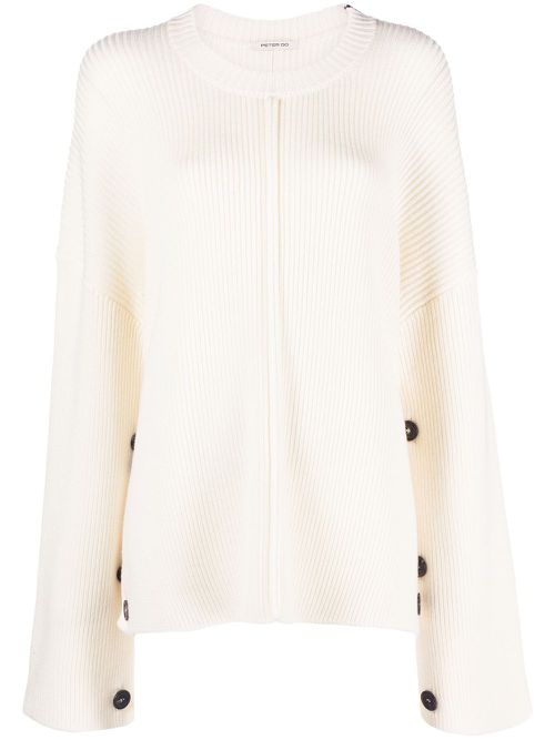 Ribbed-knit virgin wool-cashmere blend jumper - Neutrals