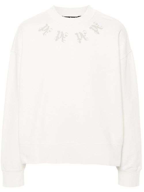 Monogram-print cotton sweatshirt - Neutrals