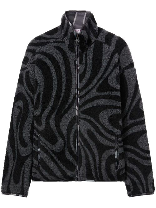 Marbled-pattern felted bomber jacket - Black