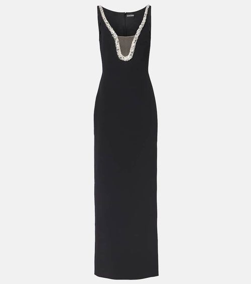 Crystal-embellished cady gown