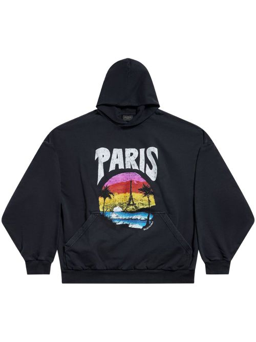 Paris Tropical cotton hoodie - Black