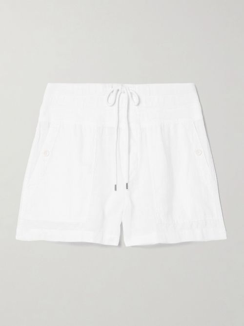 Cotton Jersey-trimmed Linen Shorts - White