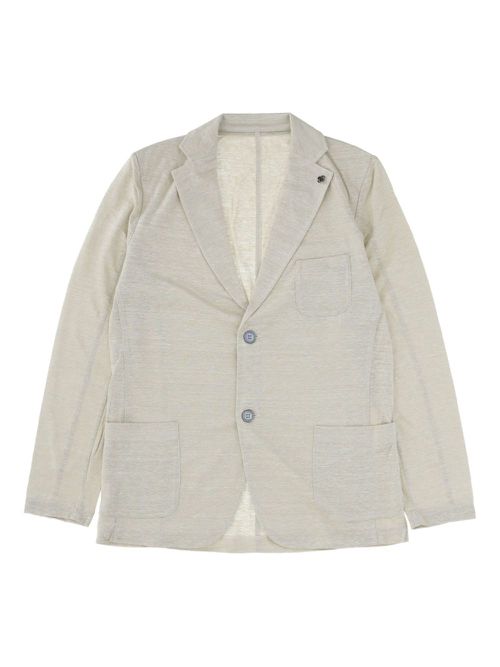 Linen single-breasted blazer - BEIGE