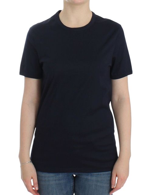 Crewneck Cotton Logo T-Shirt — Navy