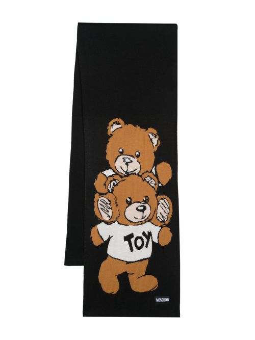 Teddy Bear-motif scarf - Black