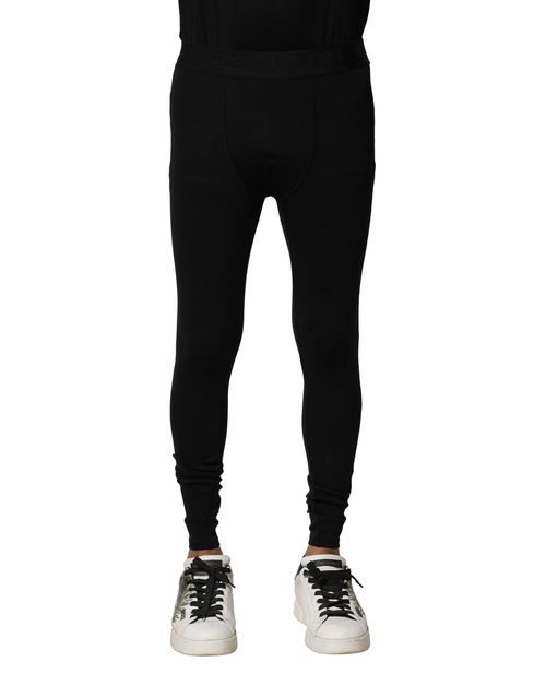 Nylon Elastic Logo Leggings — Black