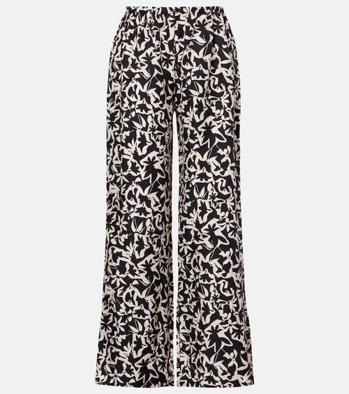 Loreto printed silk twill wide-leg pants