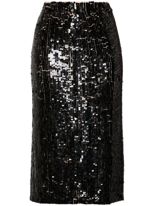 Sequined midi skirt - Black