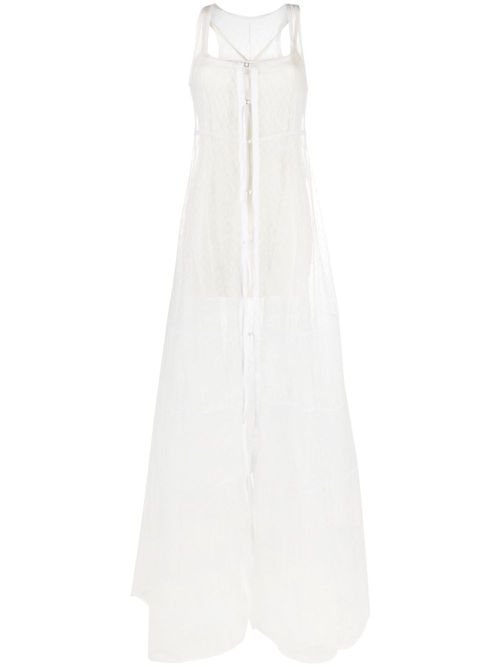 La robe Dentelle sheer panelled gown - White