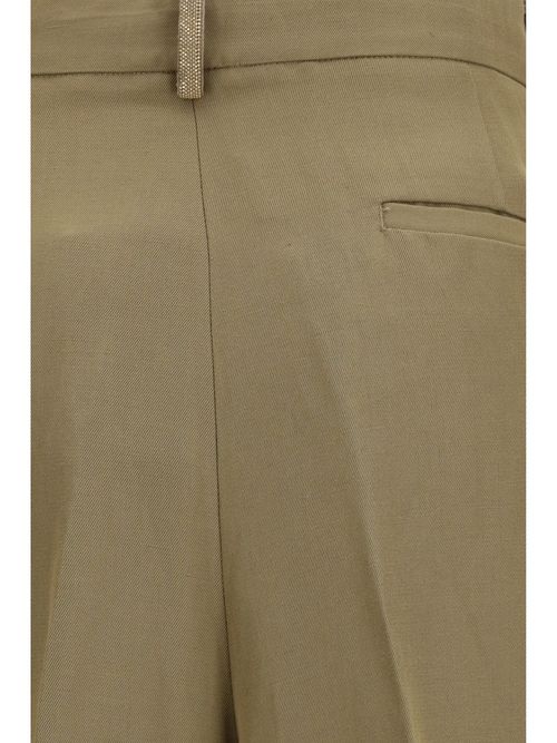 Pleated Viscose Trousers — Taupe