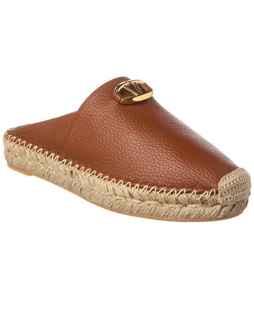 Vlogo Grainy Leather Mule Espadrille