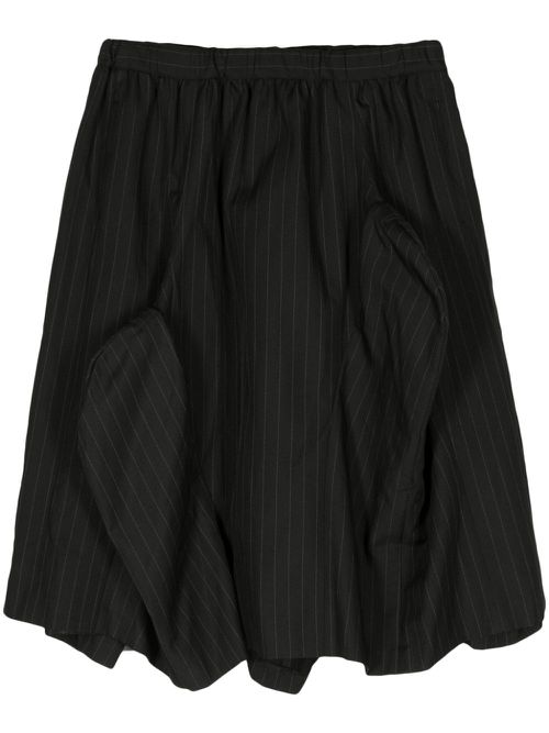 Asymmetric pinstriped skirt - Black