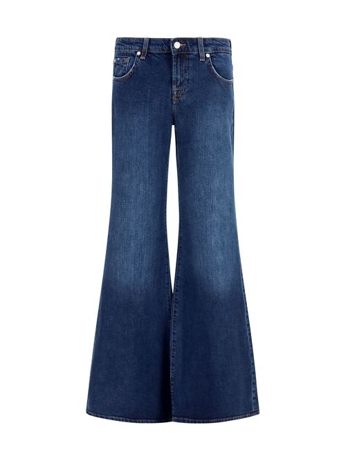 Low-Rise Flared Denim Jeans — Blue