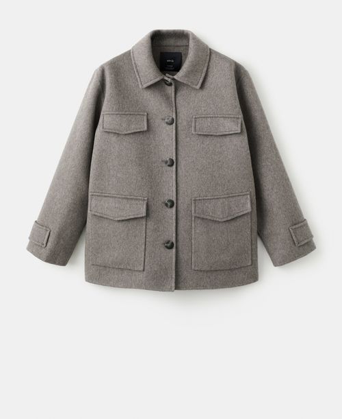 Women's Pockets Wool Jacket - Medium Brown